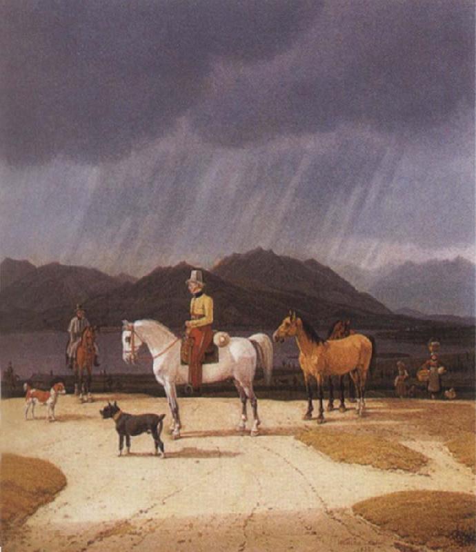 Wilhelm von Kobell Riders at the Tegernsee oil painting image